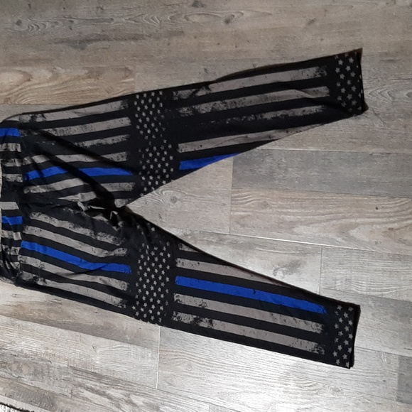 Lularoe thin blue line tall and curvy leggings - Picture 2 of 5